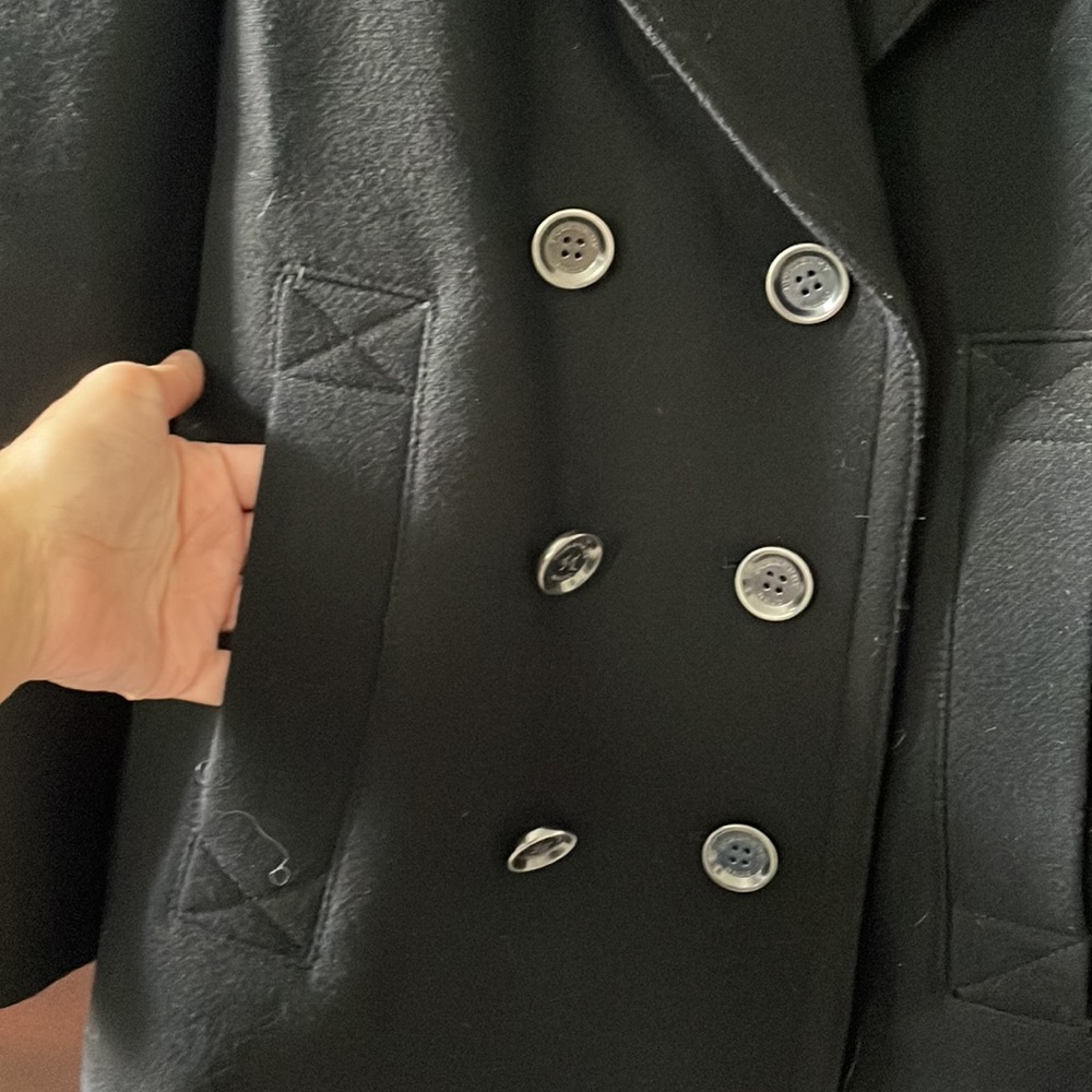 Burberry Brit Tumble Bridge wool blend black pea coat, size 2 - Picture 3 of 11